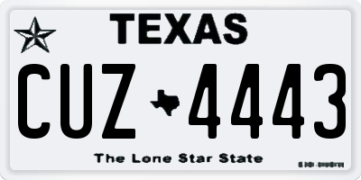 TX license plate CUZ4443