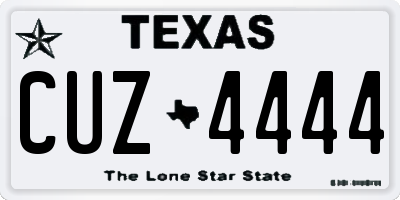 TX license plate CUZ4444
