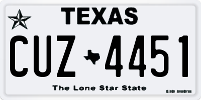 TX license plate CUZ4451