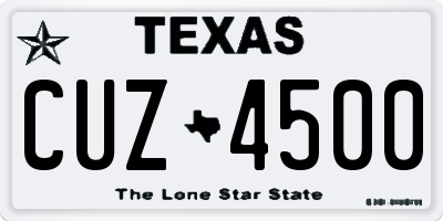TX license plate CUZ4500