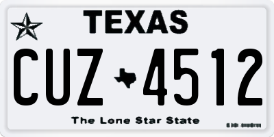 TX license plate CUZ4512