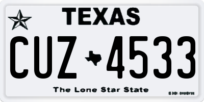 TX license plate CUZ4533