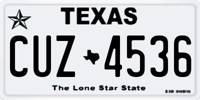 TX license plate CUZ4536