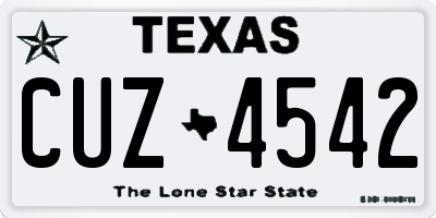 TX license plate CUZ4542