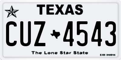 TX license plate CUZ4543