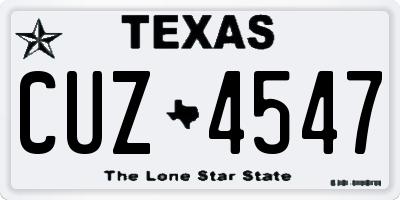 TX license plate CUZ4547