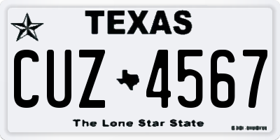 TX license plate CUZ4567