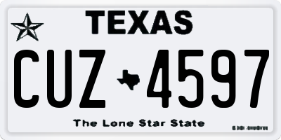 TX license plate CUZ4597