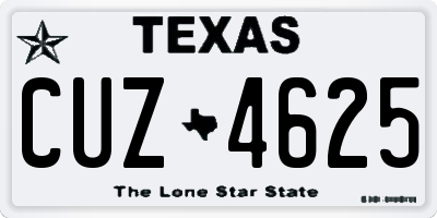 TX license plate CUZ4625