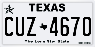 TX license plate CUZ4670