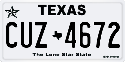 TX license plate CUZ4672