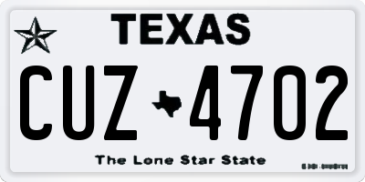 TX license plate CUZ4702