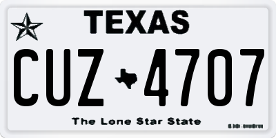 TX license plate CUZ4707