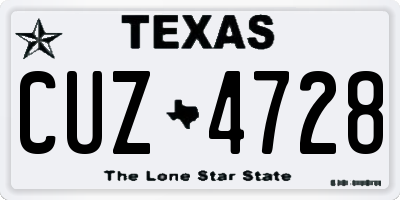 TX license plate CUZ4728