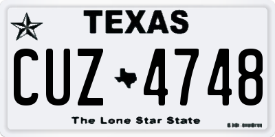 TX license plate CUZ4748