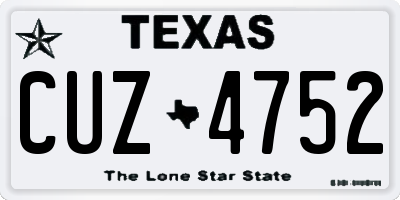 TX license plate CUZ4752