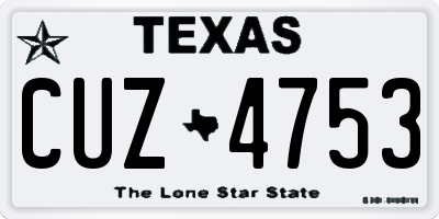 TX license plate CUZ4753