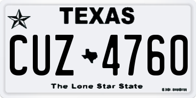 TX license plate CUZ4760