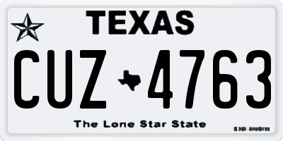 TX license plate CUZ4763