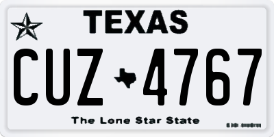 TX license plate CUZ4767