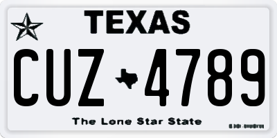 TX license plate CUZ4789