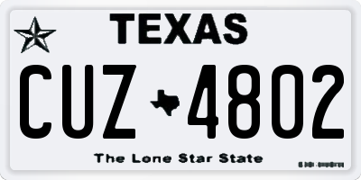 TX license plate CUZ4802