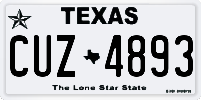 TX license plate CUZ4893