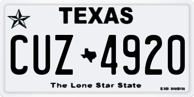 TX license plate CUZ4920