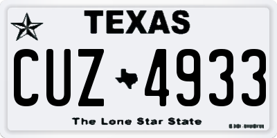 TX license plate CUZ4933