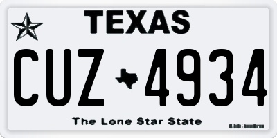 TX license plate CUZ4934