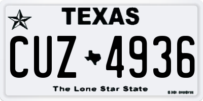TX license plate CUZ4936