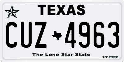 TX license plate CUZ4963