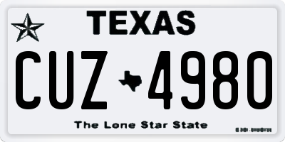TX license plate CUZ4980