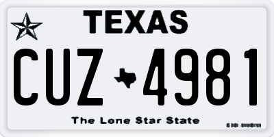 TX license plate CUZ4981