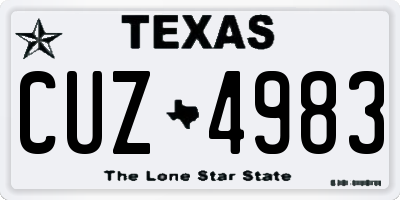 TX license plate CUZ4983