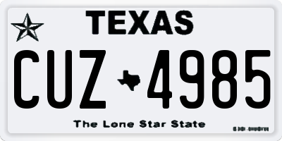 TX license plate CUZ4985