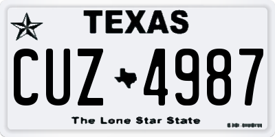 TX license plate CUZ4987