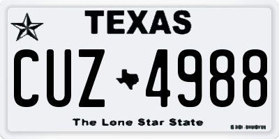 TX license plate CUZ4988