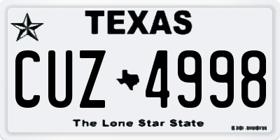 TX license plate CUZ4998