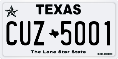 TX license plate CUZ5001