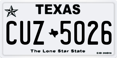 TX license plate CUZ5026