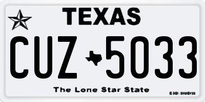 TX license plate CUZ5033