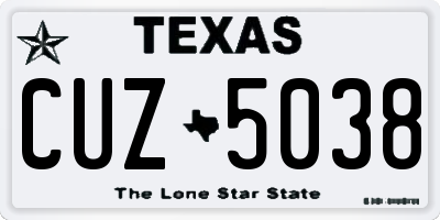 TX license plate CUZ5038