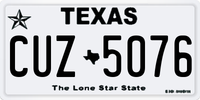 TX license plate CUZ5076