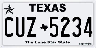 TX license plate CUZ5234