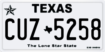 TX license plate CUZ5258