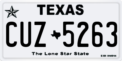 TX license plate CUZ5263
