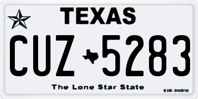 TX license plate CUZ5283