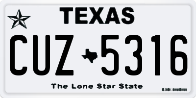 TX license plate CUZ5316