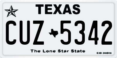 TX license plate CUZ5342
